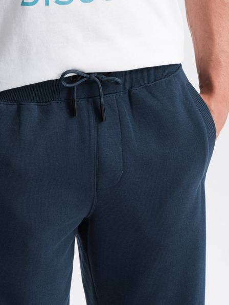 Ombre Clothing Tmavomodré pánske základné teplákové šortky Ombre Oblečenie