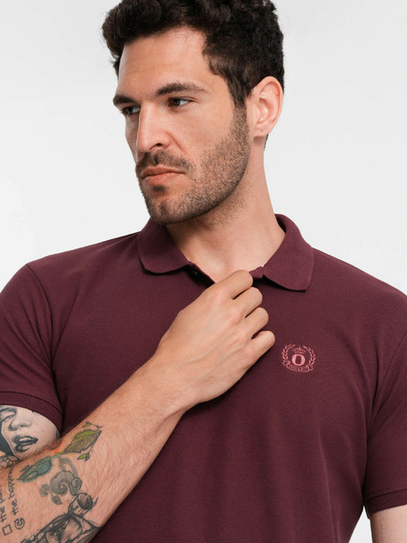 Ombre Clothing Vínová pánska základná polokošeľa Ombre Oblečenie