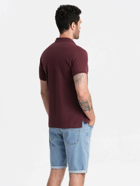 Ombre Clothing Vínová pánska základná polokošeľa Ombre Oblečenie