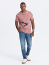 Ombre Clothing Ružové pánske vzorované tričko Ombre Oblečenie