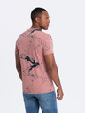 Ombre Clothing Ružové pánske vzorované tričko Ombre Oblečenie