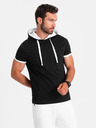 Ombre Clothing Čierne pánske tričko s kapucňou Ombre Clothing