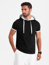 Ombre Clothing Čierne pánske tričko s kapucňou Ombre Clothing