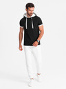 Ombre Clothing Čierne pánske tričko s kapucňou Ombre Clothing