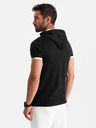 Ombre Clothing Čierne pánske tričko s kapucňou Ombre Clothing