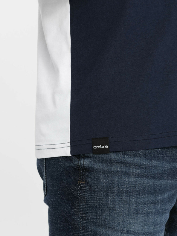 Ombre Clothing Červeno-biele pánske bavlnené tričko Ombre Clothing