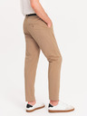 Ombre Clothing Béžové pánske chino nohavice s ozdobným opaskom Ombre Clothing