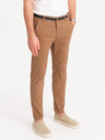 Ombre Clothing Hnedé pánske chino nohavice s ozdobným opaskom Ombre Oblečenie