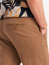 Ombre Clothing Hnedé pánske chino nohavice s ozdobným opaskom Ombre Oblečenie