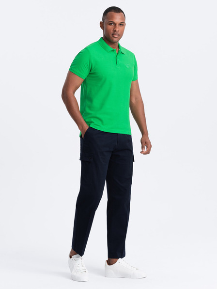Ombre Clothing Zelená pánska základná polokošeľa Ombre Oblečenie