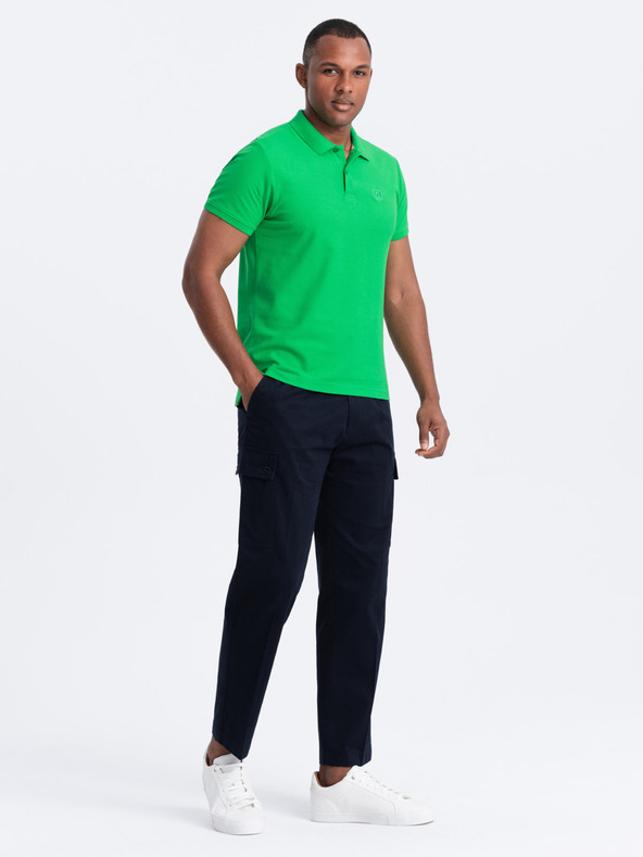 Ombre Clothing Zelená pánska základná polokošeľa Ombre Oblečenie