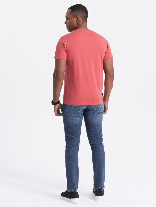 Ombre Clothing Koralové pánske základné tričko Ombre Clothing