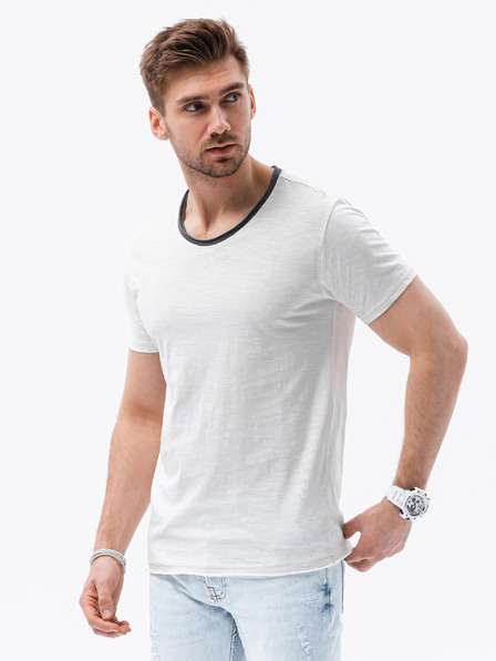 Ombre Clothing Krémové pánske tričko Ombre Clothing