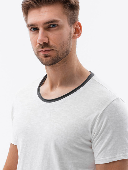 Ombre Clothing Krémové pánske tričko Ombre Clothing