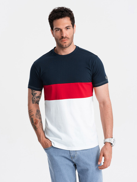 Ombre Clothing Bielo-modré pánske tričko Ombre Clothing