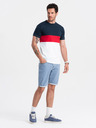 Ombre Clothing Bielo-modré pánske tričko Ombre Clothing