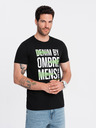 Ombre Clothing Čierne pánske bavlnené tričko Ombre Clothing