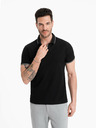 Ombre Clothing Čierne pánske polo tričko bez gombíkov Ombre Clothing