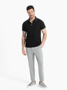 Ombre Clothing Čierne pánske polo tričko bez gombíkov Ombre Clothing