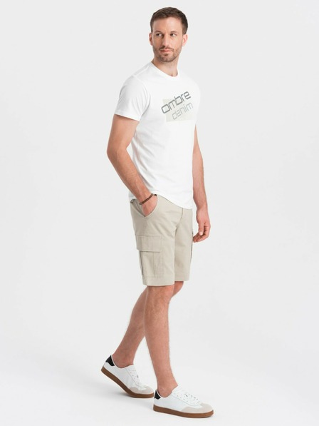 Ombre Clothing Béžové pánske Cargo šortky Ombre Oblečenie