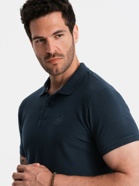 Ombre Clothing Tmavomodrá pánska základná polokošeľa Ombre Oblečenie