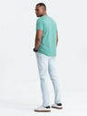 Ombre Clothing Tyrkysové pánske bavlnené tričko so základným výstrihom Ombre Clothing