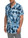 Ombre Clothing Modré biele pánske vzorované tričko s krátkym rukávom Ombre Clothing