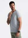 Ombre Clothing Šedé pánske bavlnené základné tričko s výstrihom Ombre Clothing