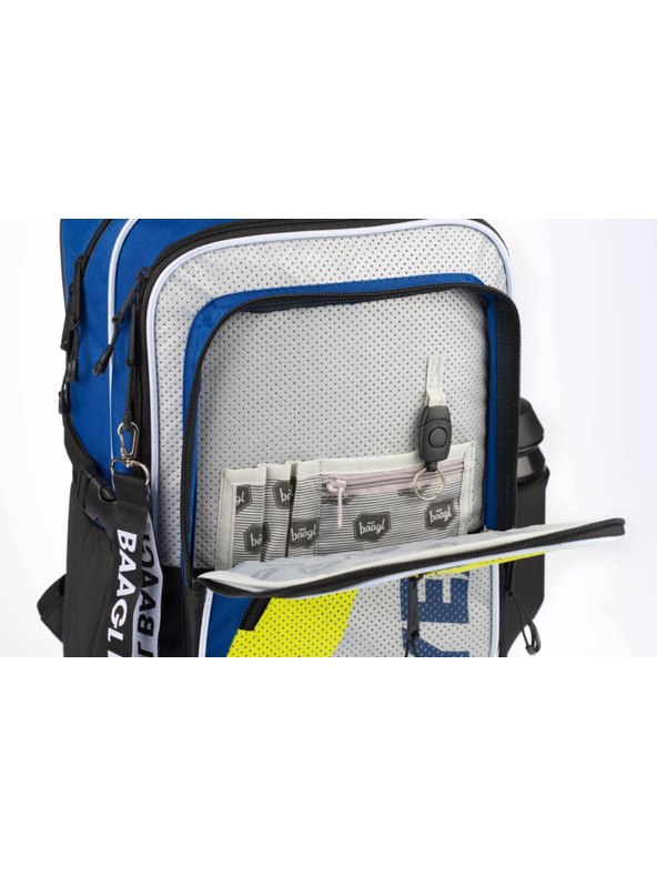 BAAGL  Modrý školský batoh kockový neónový Baagl