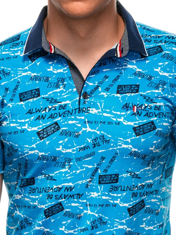 Edoti Pánske polo tričko s potlačou - svetlo modrá EDOTI