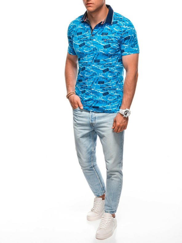 Edoti Pánske polo tričko s potlačou - svetlo modrá EDOTI