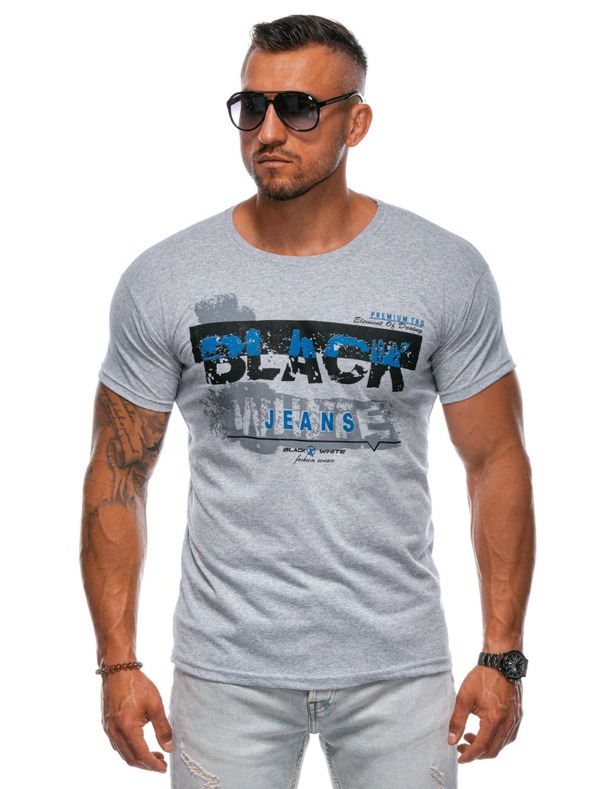 Edoti Pánske tričko s potlačou - šedé EDOTI