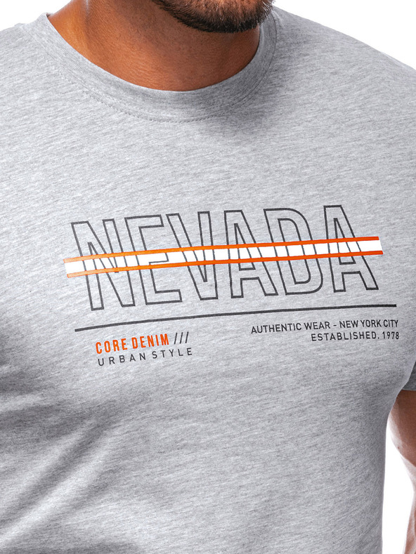 Edoti Šedé pánske tričko s potlačou Edoti