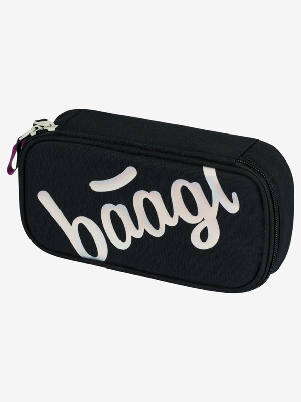 BAAGL  Čierny školský peračník Baagl Metallic Holo