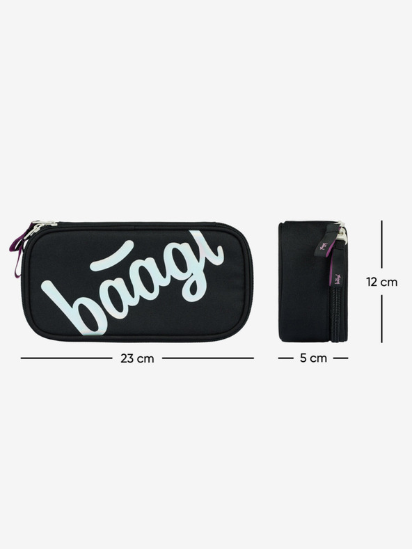 BAAGL  Čierny školský peračník Baagl Metallic Holo