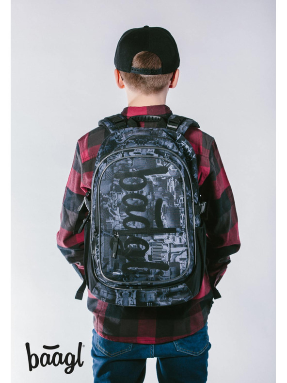 BAAGL  Šedý školský batoh Baagl Core Technic