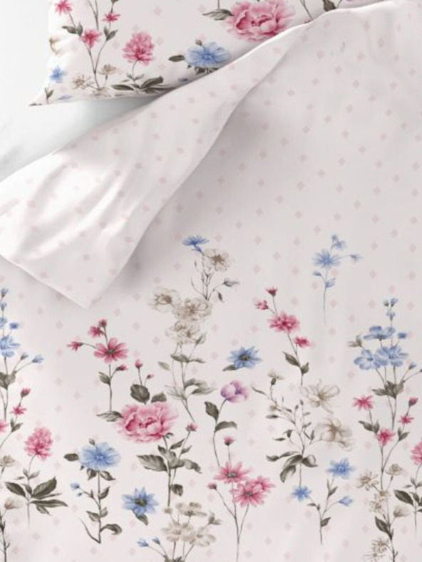 Kvalitex Predĺžená bavlnená posteľná bielizeň DELUX 140x220, 70x90cm LOUKA ružová