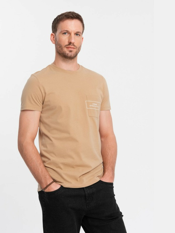 Ombre Clothing Pánske bavlnené tričko s potlačou Ombre Pocket Ombre Streetstyle Ombre oblečenie