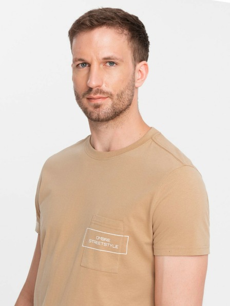 Ombre Clothing Pánske bavlnené tričko s potlačou Ombre Pocket Ombre Streetstyle Ombre oblečenie