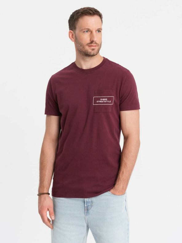 Ombre Clothing Pánske bavlnené tričko s potlačou Ombre Pocket Ombre Streetstyle Ombre oblečenie