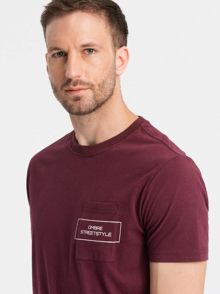 Ombre Clothing Pánske bavlnené tričko s potlačou Ombre Pocket Ombre Streetstyle Ombre oblečenie