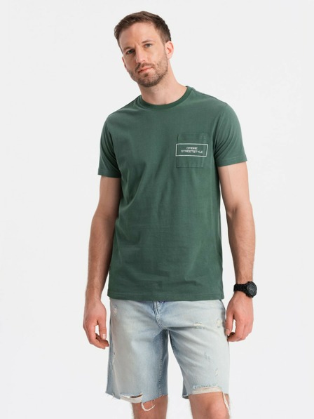 Ombre Clothing Pánske bavlnené tričko s potlačou Ombre Pocket Ombre Streetstyle Ombre oblečenie