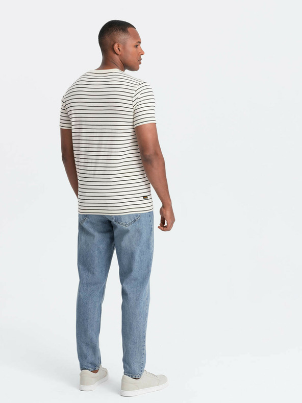 Ombre Clothing Pánske pruhované tričko s nášivkou Ombre Oblečenie