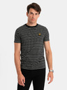 Ombre Clothing Pánske pruhované tričko s nášivkou Ombre Oblečenie