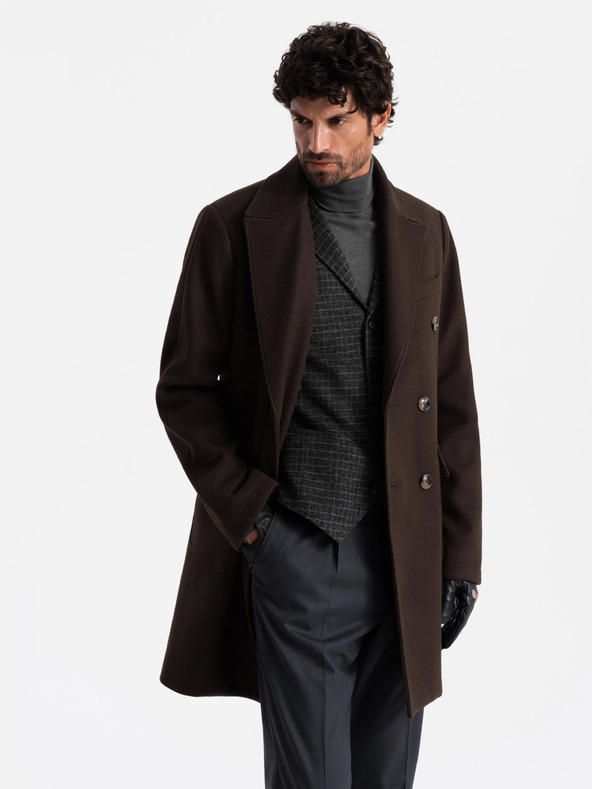 Ombre Clothing Pánsky dvojradový kabát Ombre Clothing