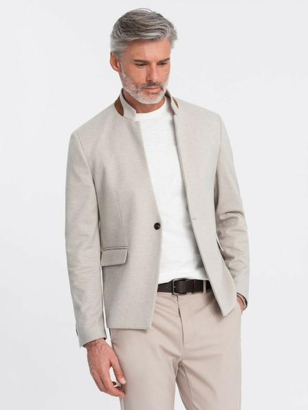 Ombre Clothing Ombre Clothing pánska hnedá bunda so stojačikom