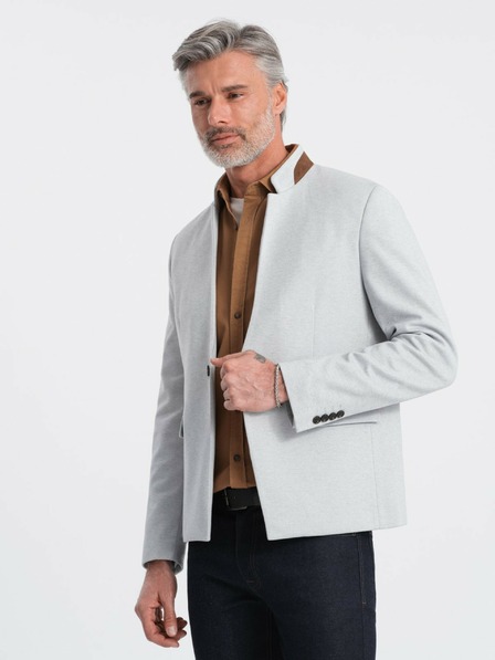 Ombre Clothing Ombre Clothing pánska hnedá bunda so stojačikom