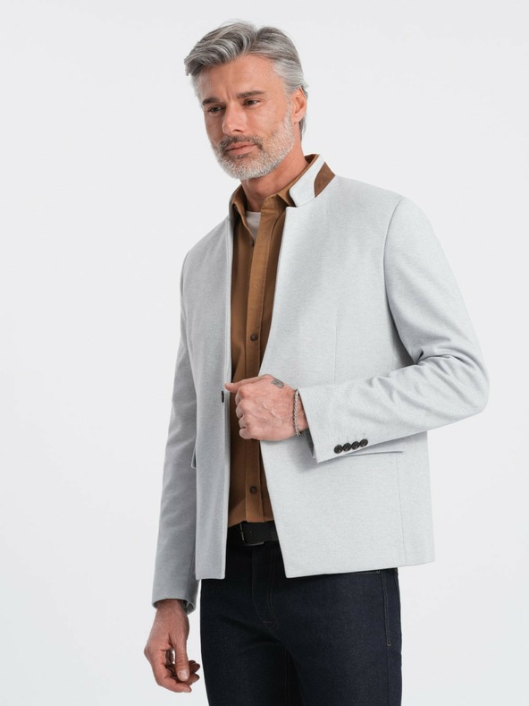 Ombre Clothing Ombre Clothing pánska hnedá bunda so stojačikom
