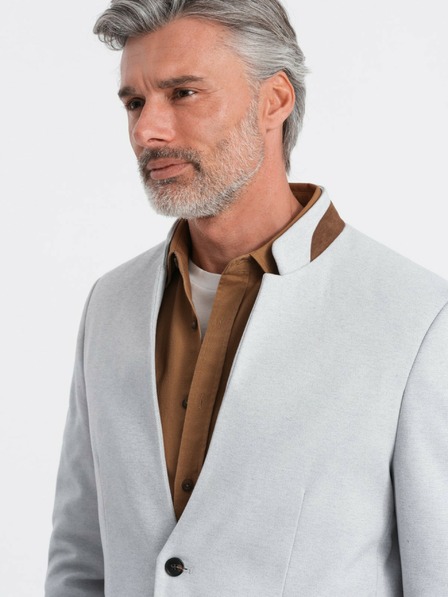 Ombre Clothing Ombre Clothing pánska hnedá bunda so stojačikom