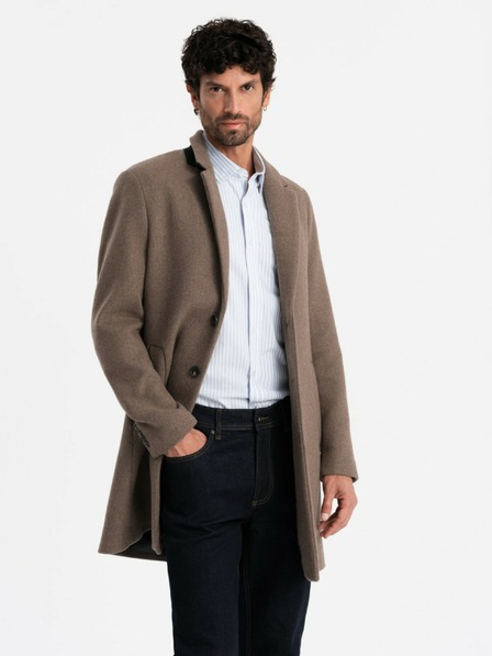Ombre Clothing Elegantný pánsky jednoradový kabát zo zmesi vlny Ombre Clothing V1 OM-COWC-0114